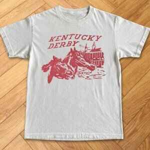Kentucky Derby Horse Racing Graphic Tee White Equestrian Sports Style